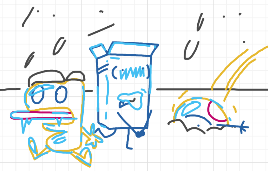 A panel from I've Been Everywhere, Man, episode nine of the Board Boards object show by Furretwalk/WalkingFurret.